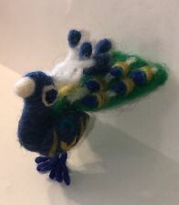Little Bea Studio Artist Angie Hand Felted Peacock Miniature Animal Wool picture