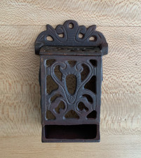 Vintage Cast Iron Match Stick Dispenser WITH LID picture