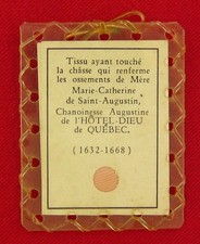 Vintage MARY CATHERINE RELIC 3rd Class Religious Touch Relic SAINT AUGUSTINE picture
