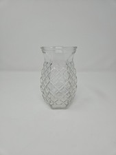 Vintage Clear Pressed Glass Vase - Diamond Pattern 5-1/2
