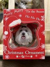 Maltese Christmas Ornament,Plastic,New in Box,E&S Pets picture