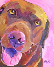 Labrador Retriever Art Print from Painting | Chocolate Lab Gifts, Wall Art 8x10 picture