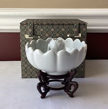 Vintage/Antique Chinese Chine De Blanc White Flower Lotus Bowl, Marked, in Box picture