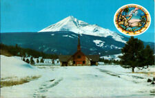 Soldier's Chapel at Big Sky of Montana postcard. Stained Glass Window on Front picture