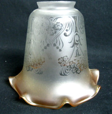 VICTORIAN STYLE FROSTED AMBER IRIDESCENT ACID ETCHED SCONCE PENDANT LAMP SHADE picture
