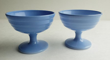 Hazel Atlas 1950's Blue Platonite sherbet sundae milk glass dishes set of two picture