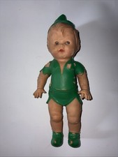 Vintage 1950's Peter Pan Squeaker Doll Figurine The Sun Rubber Co. Damaged picture