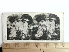 Bridesmaids Ready for Ceremony Stereoview Antique Women Wedding picture