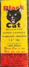 VINTAGE CLASS 3 ICC BLACK CAT FIRECRACKER BOX LABEL 1-1/2