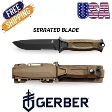 Gerber StrongArm Knife, Coyote Brown Serrated Fixed Blade -  (USA) picture