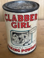 Vintage Clabber Girl Baking Powder Tin Mid-Century Farmhouse Kitchen Collectible picture