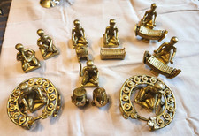 Vintage Solid Brass Thai Piphat Orchestra Musicians Figurines Set - 17 Pieces picture