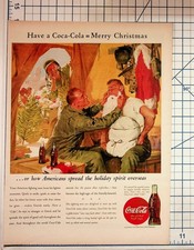 1943 Coca-Cola WWII Christmas Ad Soldiers Overseas Vintage Ephemera picture