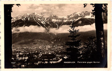 Panoramic View of Innsbruck Austria Mountains & Clouds 1930 Postcard RPPC Photo picture