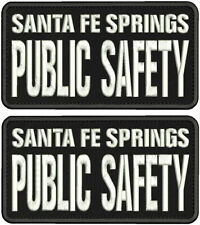 SANTA FE SPRINGS PUBLIC SAFETY 2 EMBROIDERY PATCH 4X8 HOOK ON BACK WHITE N BLACK picture
