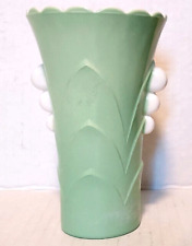 Vintage Art Deco Vase Fluted Ceramic Sage Green 5