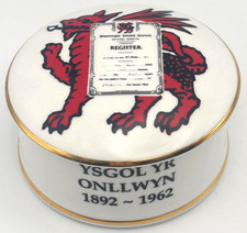 Vintage Welsh Dragon Lidded Trinket Dish Fine Bone China School Commemorative picture