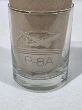 Boeing P-8A Poseidon Etched Whiskey Glass Tumbler Maritime Patrol Aircraft picture