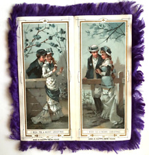 LOT #11: ANTIQUE VICTORIAN ERA 1880's CARD PURPLE SILK FRINGE NEW YEAR CHRISTMAS picture