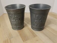 Pewter Metal Shot Glass Cups ~ Set of 2 Vintage ~ 3 Inches Tall ~ Made In Italy picture