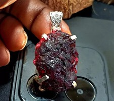 102 Ct+ Certified Natural Painite 925 Solid Silver Rough Pendant RJ Gemstone picture