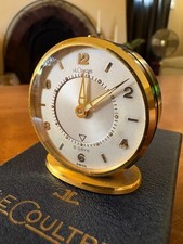 Vintage LeCoultre 8 Day Miniature Alarm Clock Swiss Brass w/ Box & Papers picture