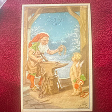 Vtg Kurt Nystrom Christmas card from early 1950’s unused Tomte w/ New Year baby picture