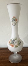 Vintage Italian Satin Norleans Glass Vase Floral Footed Twisted Stem Gold 10” picture