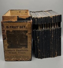 Whist Antique Paine’s Duplicate 8 Tray Set Wooden case 12 Board Playing Cards picture