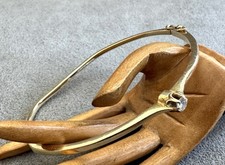 Vintage 14K GOLD + Big DIAMOND Solitaire BANGLE BRACELET Hinged 6.5