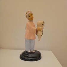 Vintage Yellow Joy Ming Chinese Woman Vase by Toy Ming of California 9