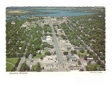 Aerial view of Alexandria MN Birthplace of America VTG postcard UNP picture