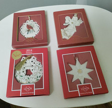 4 Lenox Christmas Tree Ornaments /Cardinal, Angel, Wreath & Star picture