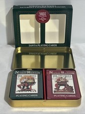 Vintage Rockwell Saturday Evening Post Christmas Playing Cards 2 Deck Poker Tin picture