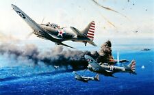 The Battle of the Coral Sea by Robert Taylor signed by 5 WWII Dauntless Pilots picture