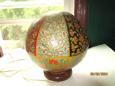 vintage Round Leather Globe Boho Moroccan Lamp Shade & Base Non Working picture