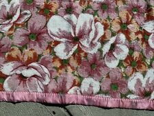Vintage 1960s 70s Floral printed Polyester & Nylon Twin/Full  Blanket 72 X 90 picture