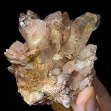 Natural Himalayan Pink Quartz Cluster Specimen Raw Mineral Heal Samadhi Crystal picture