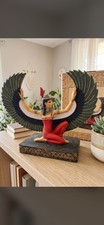 Veronese 2001 Egyptian Winged Goddess Isis Statue Kneeling Red Dress 9