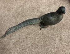 VTG Metal Pheasant Long Tailed Bird Figurine Statue Garden Art 14x7 picture
