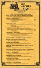 1988 THE WHISTLE STOP vintage sandwich menu OLD SACRAMENTO, CALIFORNIA railroad picture