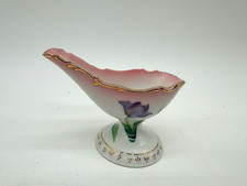 Vintage Japan Porcelain Pipe Rest - Pink Gold Trim With Applied Flowers Japanese picture