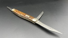 Voss Cut Co Germany – 1940's Vintage Bone Stockman -Full Blades – Strong Snap VG picture