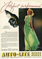 1937 Auto-Lite Spark Plugs Madeleine Carroll movie actress Vintage Print Ad 2 picture