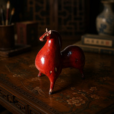 Vintage Shiwan Flambé Red Glazed Ceramic Horse picture