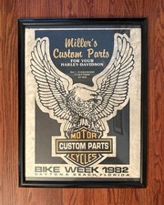 Vintage Harley-Davidson Motorcycles Miller's Parts Daytona Bike Week Poster 1982 picture