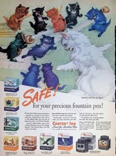 Original 1944 Carters Ink Ad: V-Mail Fountain Pen Cute Cats Baseball Kittens picture