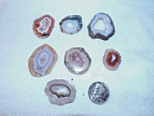 7 Banded Agate Double Polished Nodule Slices picture