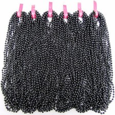 Mardi Gras Beads 6 Dozen Metallic Black Disco Throw Bead Necklaces 72 Strands picture