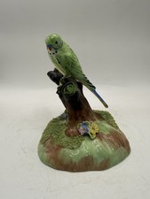 Vintage Denton China England Green Budgie Parakeet Bird Figurine 5